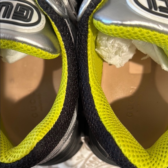 Gucci Silver and Black Flashtrek Sneakers with Crystal Straps - Picture 6 of 9